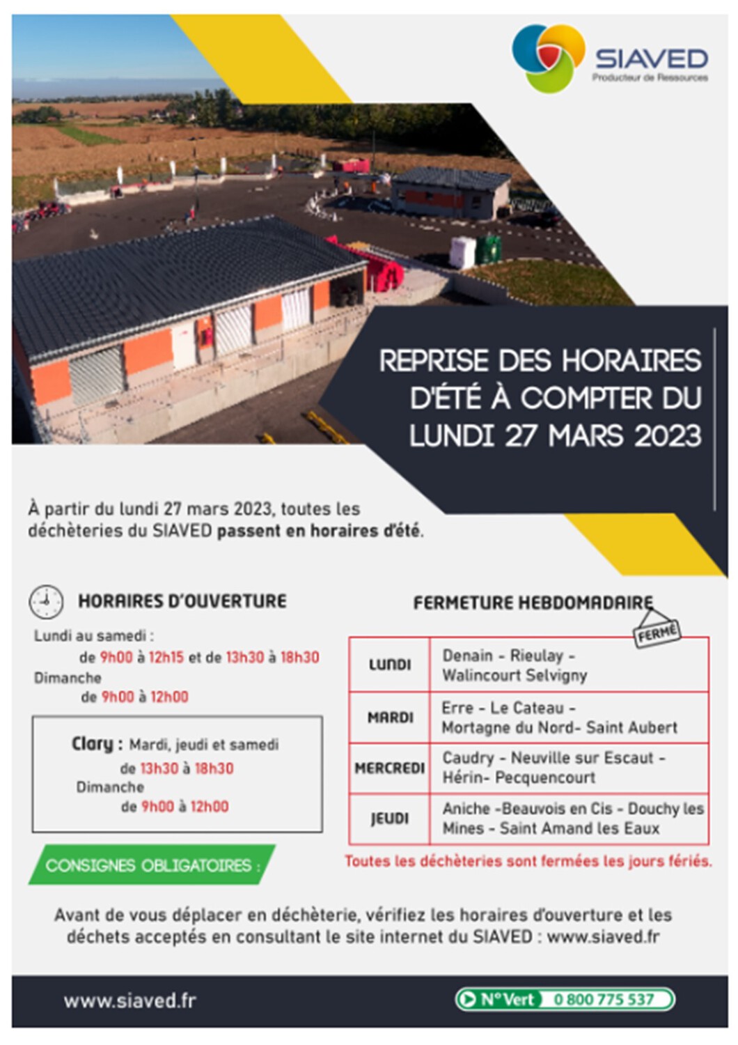 décheteries horaires