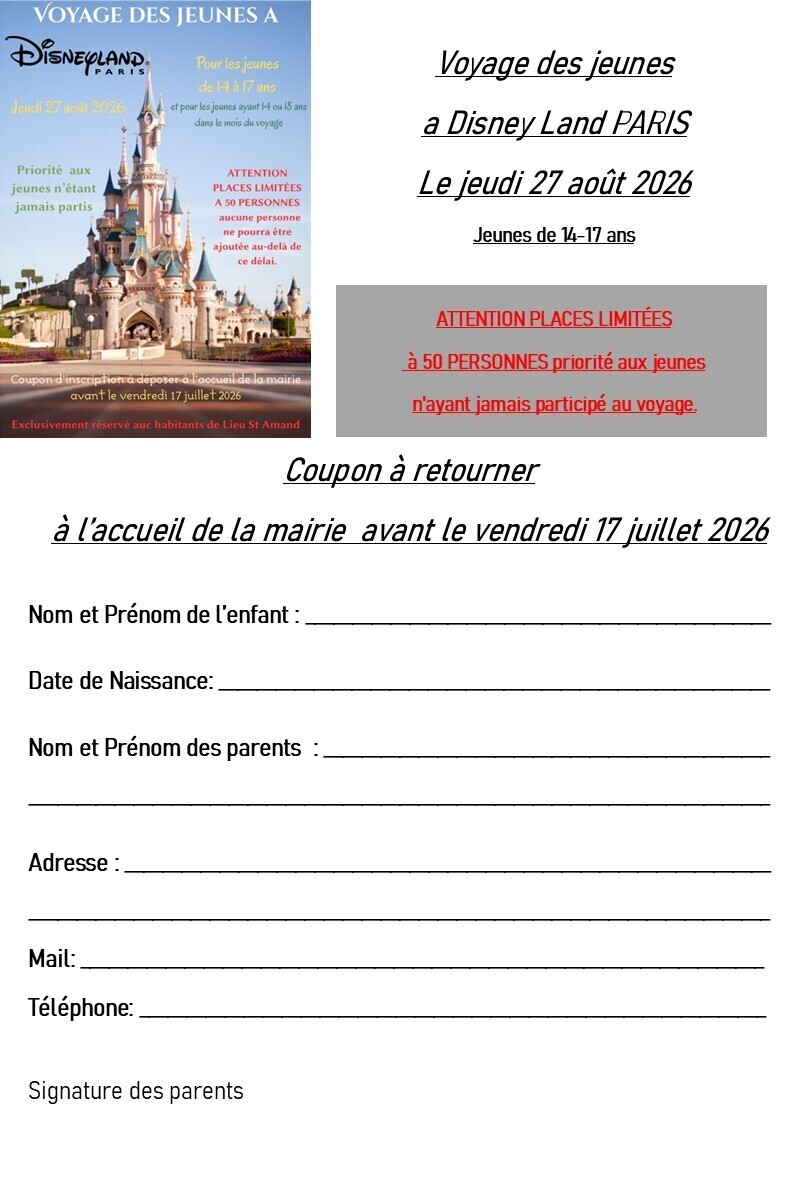 coupon réponse VOYAGE DES JEUNES