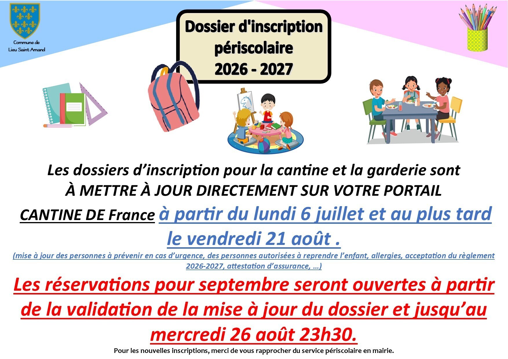 mise a jour ou inscription périscolaire