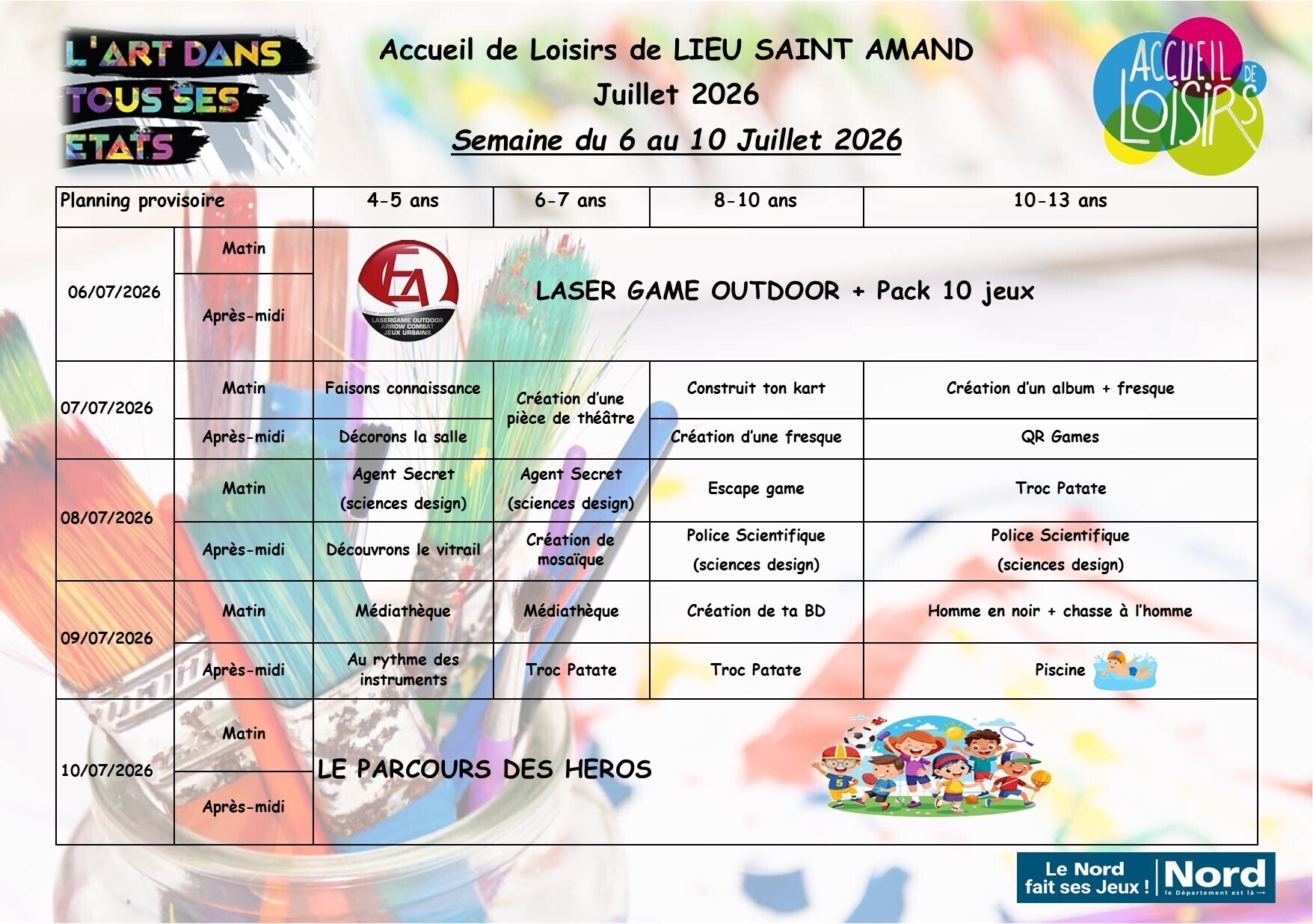 PLANNING SEMAINE 1