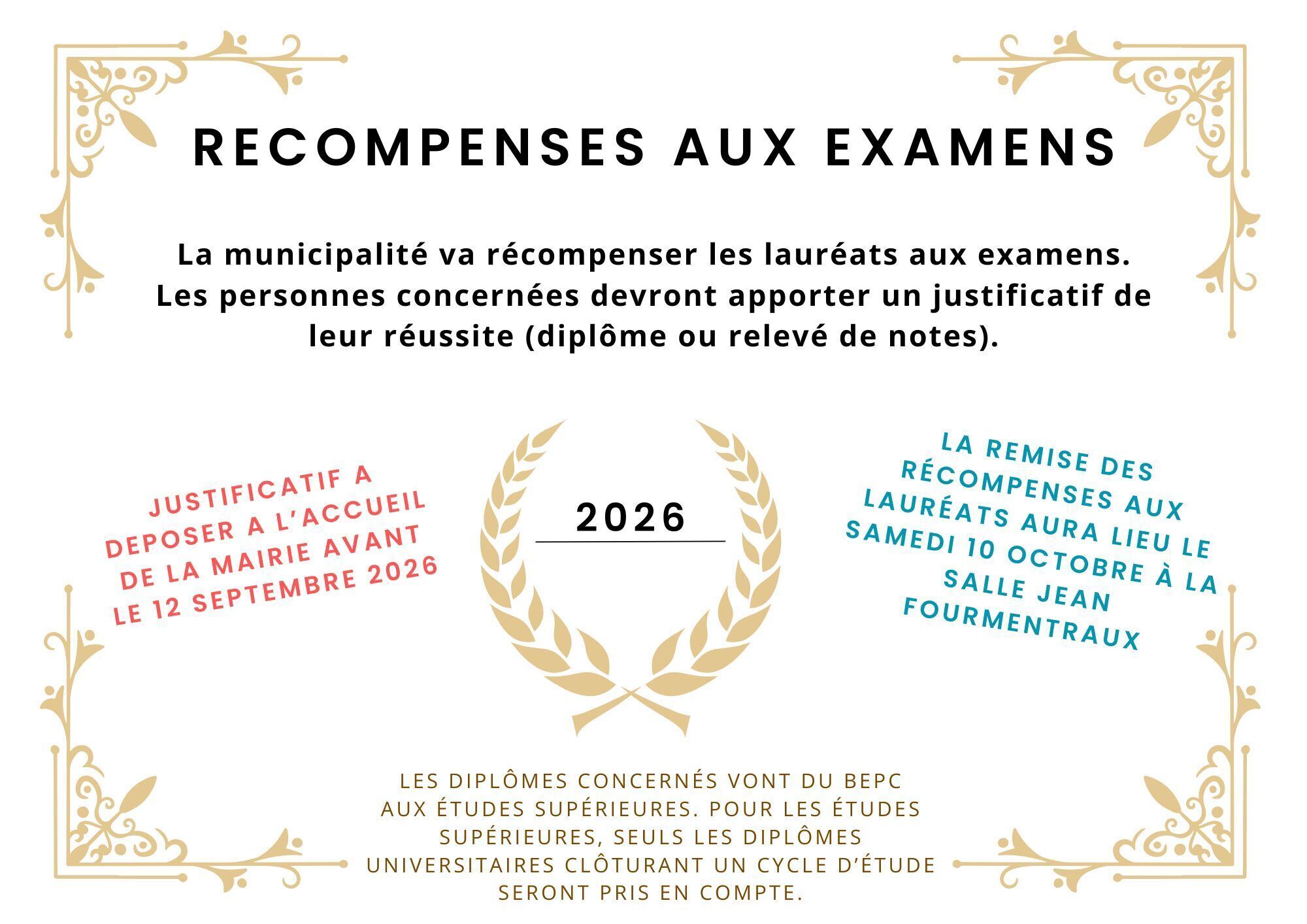 Recompenses aux examens